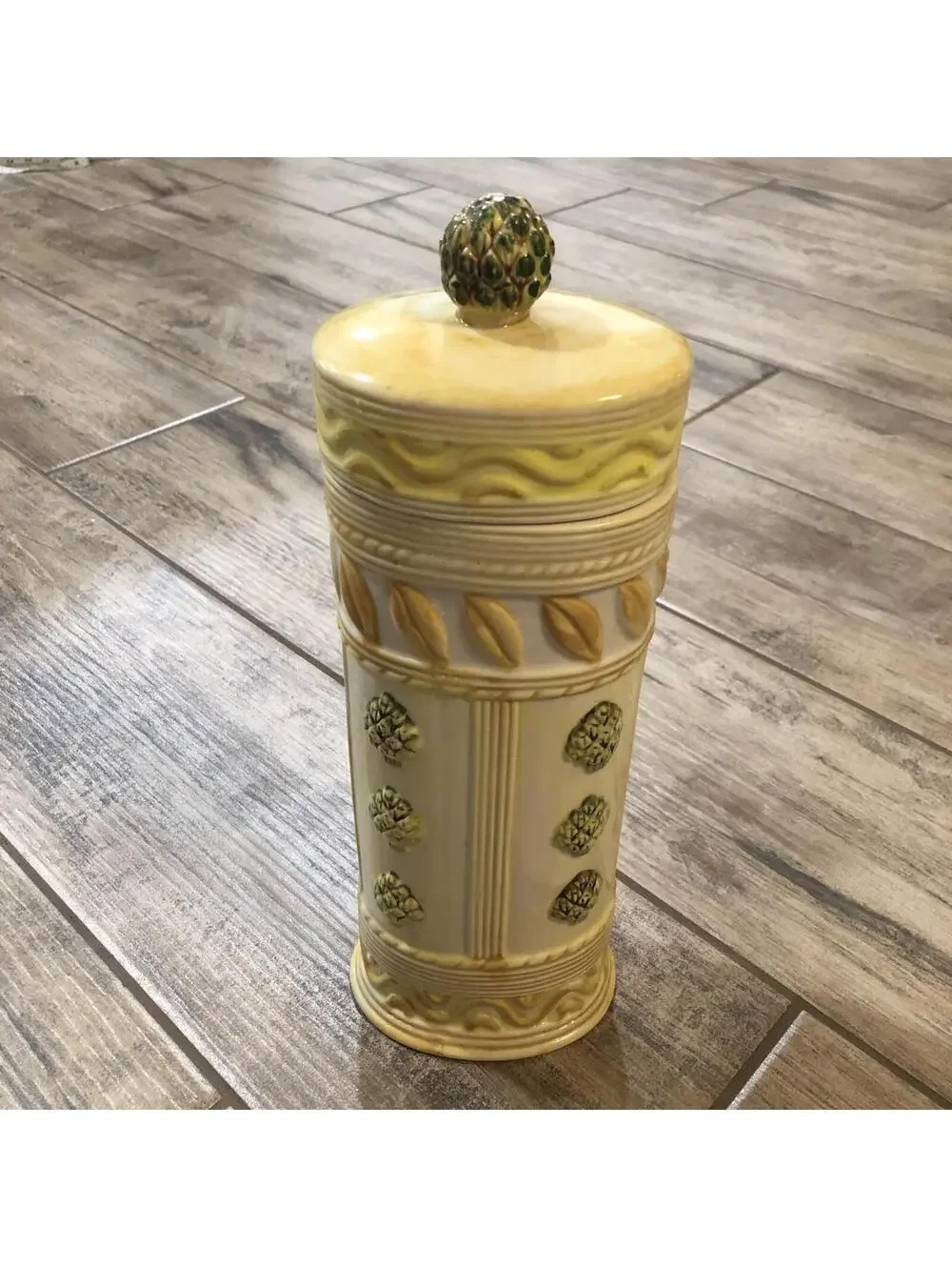 Ceramic‎ Oval Pasta Storage Canister with Lid Artichokes Tuscan Design